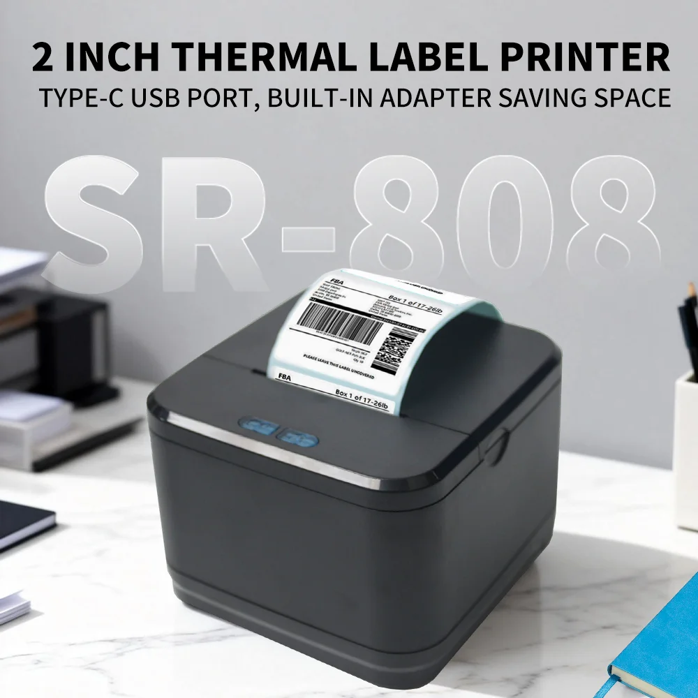 hit productMini 2 Inch Inkless Thermal Label Printer SR5808 58mm Barcode & QR Code Printer USB/Wireless Interface in Stock