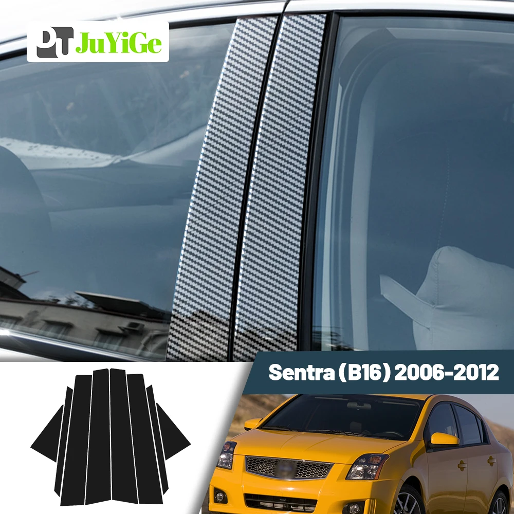 

Glossy Black Carbon Fiber Window Door Deal B C Pillar Post Cover Sticker For Nissan Sentra B16 2006-2012 2007 2008 2009