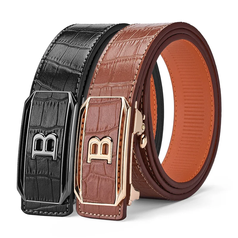 HCDW Brand belt for men Automatic genuine leather Belts man Luxury designer fashion Black Brown Golf work Trouser Belt male Gift