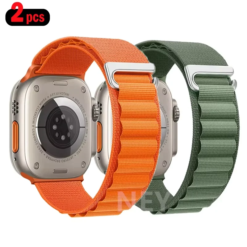 

2 шт. альпийская петля для Apple Watch, ремешок 41 мм, 46 мм, 45-42-40 мм, 44 мм, нейлоновый браслет iWatch Series 10, 9 8 7 6 SE 5 Ultra 2 49 мм, ремни