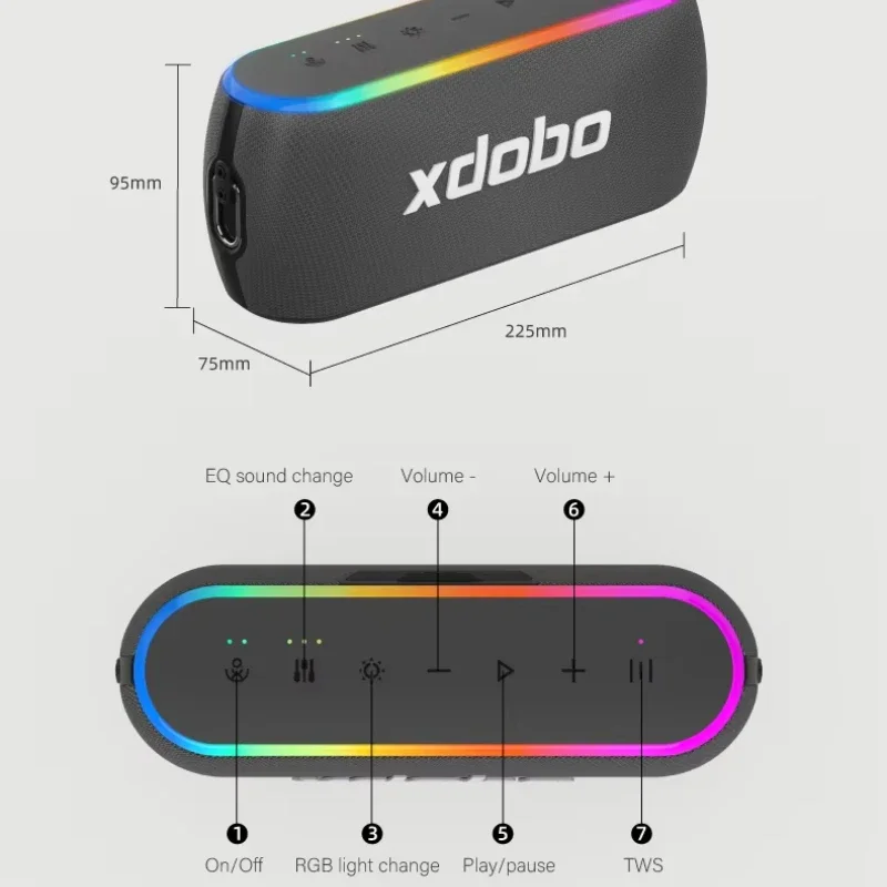 XDOBO X8 III Bluetooth Speaker Wireless Subwoofer 6600mAh 60W Powerful Deep Bass Power Bank Outdoor Party Hiking Music Fun