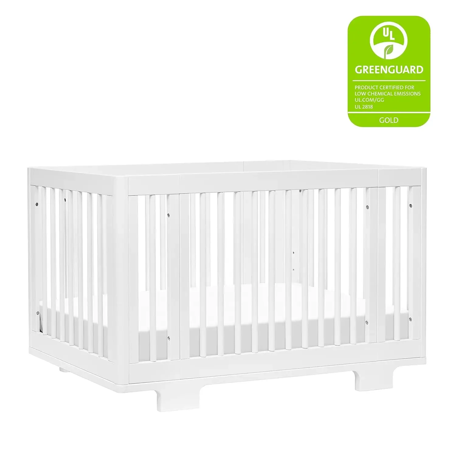 Babyletto Yuzu Convertible All-Stages Bassinet, Midi, Full-Size Crib in White, Greenguard Gold Certified, Portable & Adjustable