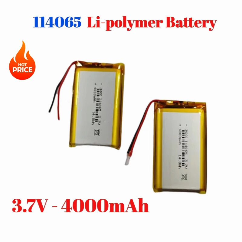

New 114065 Li-polymer Battery Polymer Lithium Rechargeable Batteries 3.7V 4000mAh for Speaker Shaver Beauty Instrument Powerbank