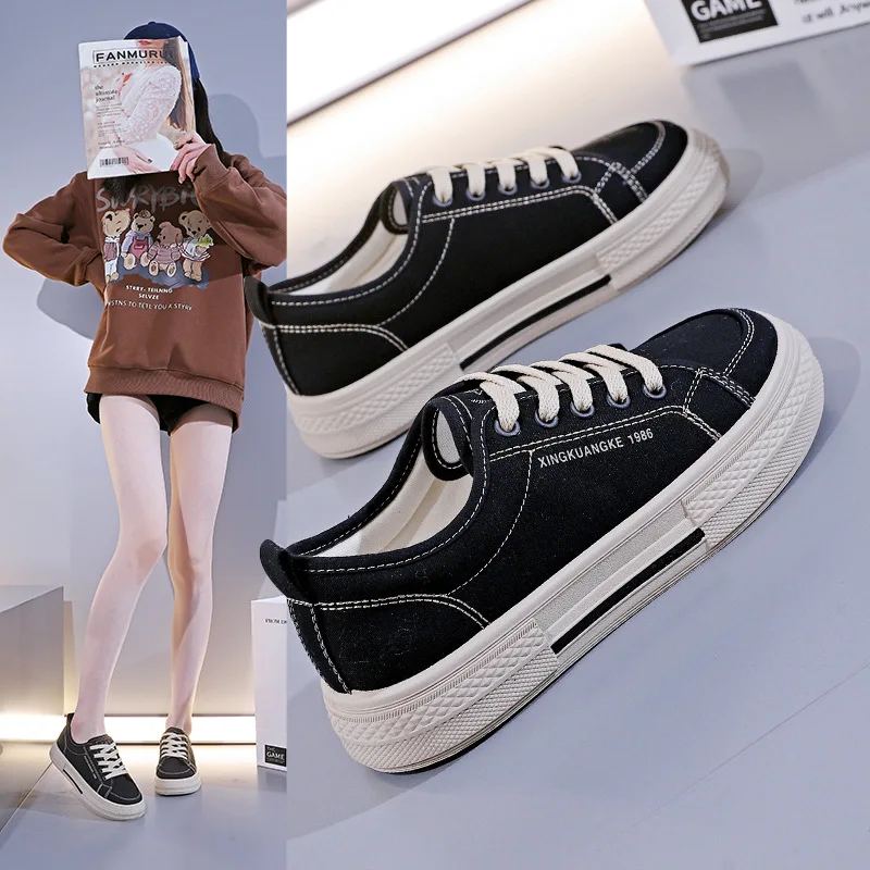 

Ladies Vulcanized Shoes Fashionable New Breathable Student Korean Version Versatile Casual Canvas Board Shoes