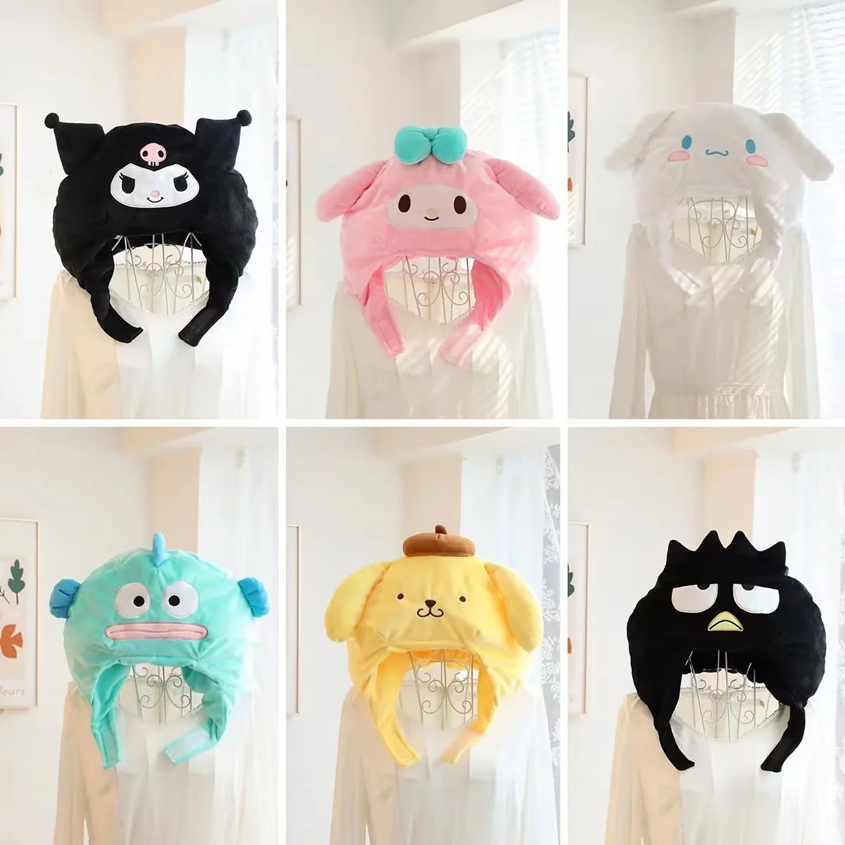 

Kawaii Sanrio аниме My Melody Kuromi Cinnamoroll, декор для косплея, шляпа, плюшевое платье, головной убор, шляпа, аксессуары для кукол, подарки на день рождения