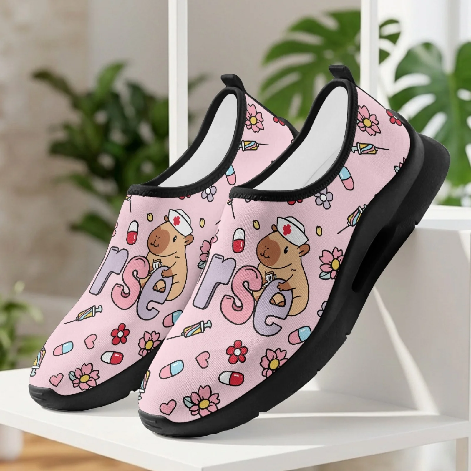 PENSTROLL Cartoon Flower Non Slip Comfortable Slip on Sneakers Casual Flats Shoes for Men Running Walking