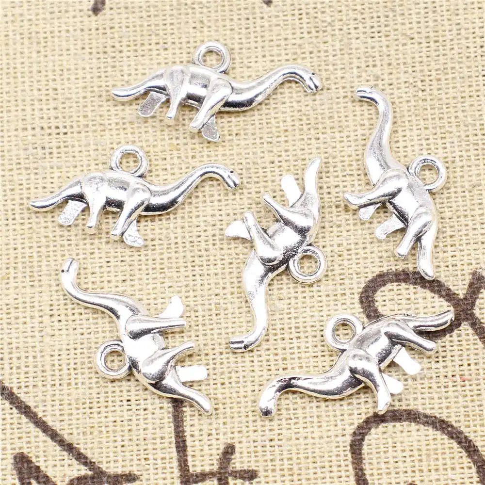 10pcs 14x27mm Dinosaur Charms Pendant Diy Hobbies And Crafts Materials Design Jewelri Antique Silver Color