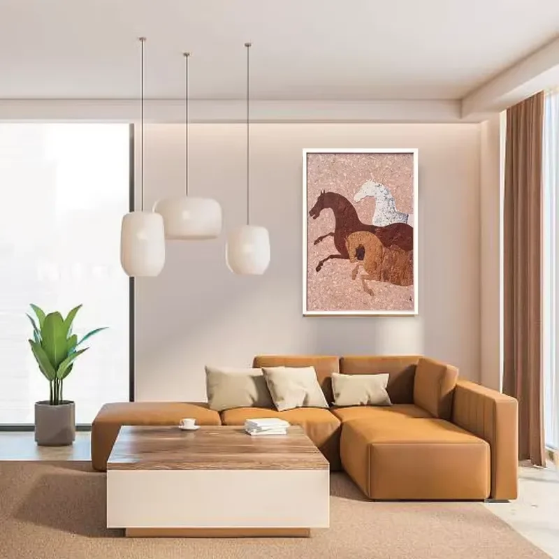 for LEECORK 60x90cm Modern Printed Three Horse Image Wall Decor Custom Exquisite Eco-friendly Natural Cork Painting with