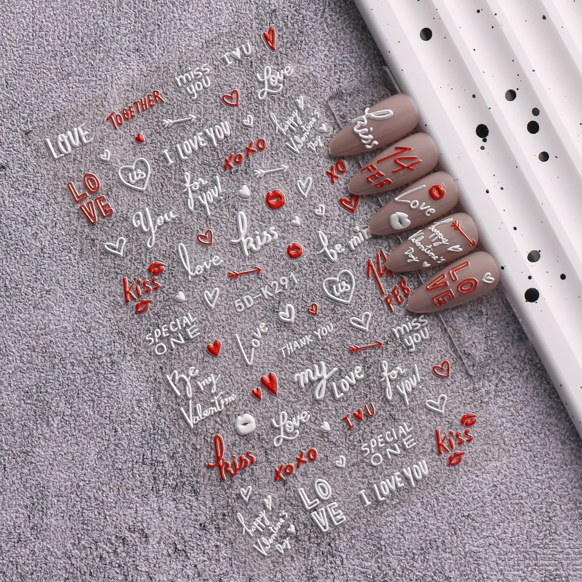 3 قطع من ملصقات فن الأظافر المنقوشة لعيد الحب، سهلة الاستخدام لتزيين الأظافر، DIY، هدية، تصفيف مكياج الحفلات، Y2K #5