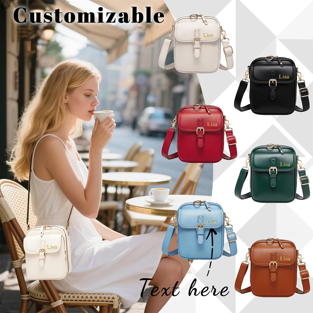 Angepasster Name PU-Leder-Posttasche Aufbewahrungstasche Schulter-Crossbody-Tasche Handytasche große Kapazität wasserdicht