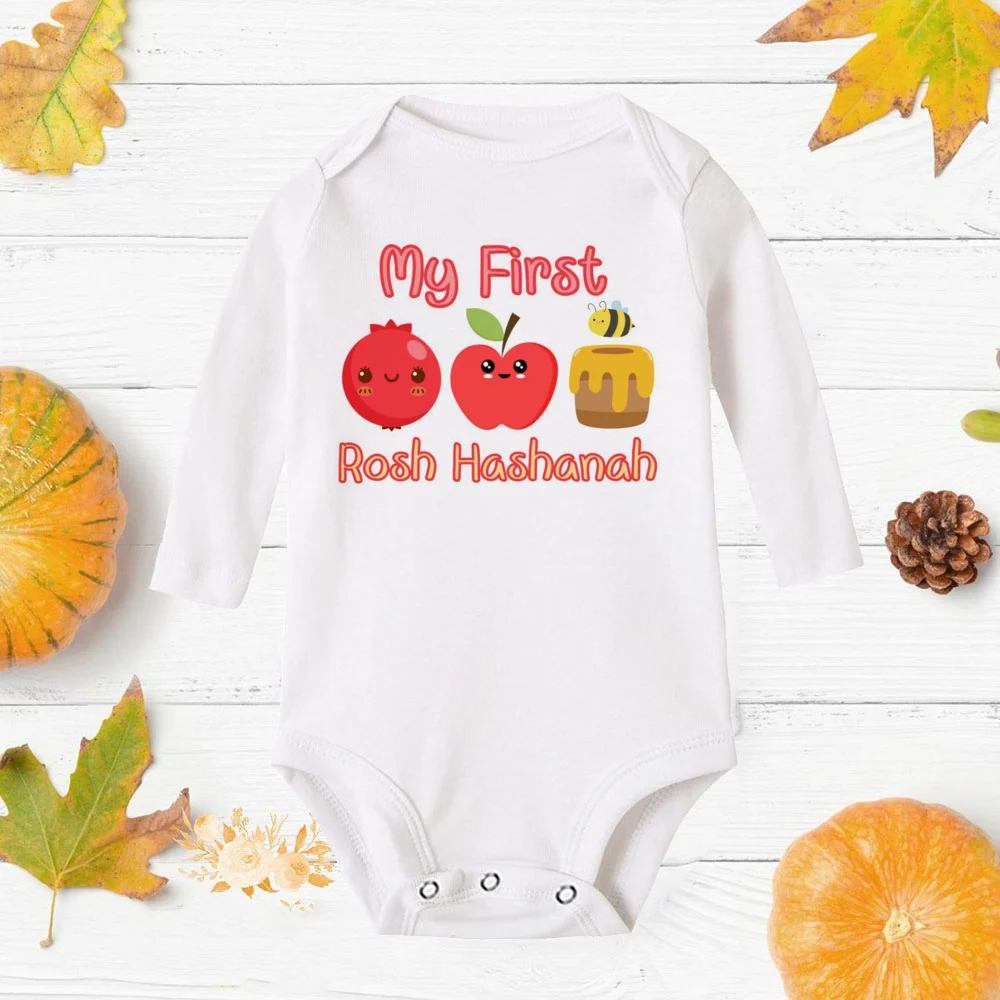 My First Rosh Hashanah Baby Romper Holiday Clothes Rosh Hashanah Boy Girls Shana Tova Toddler Infant Long Sleeve Ropa