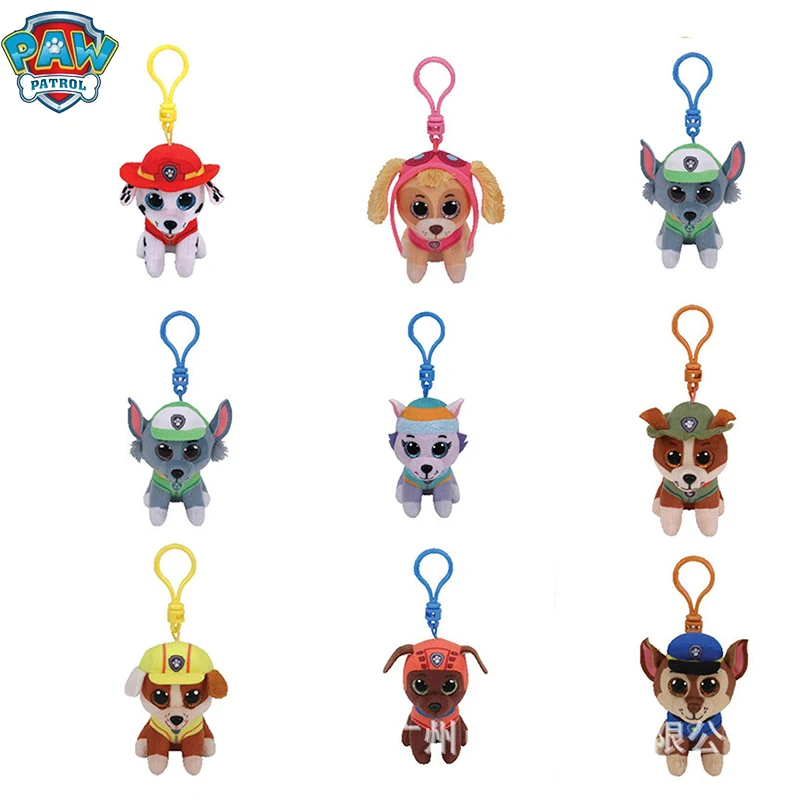 Wholesale Anime Paw Patrol Plush Keychain Animated Cute Puppy Woof Paw Team Car Plush Pendant Bag Key Chain Patrol Doll Toys