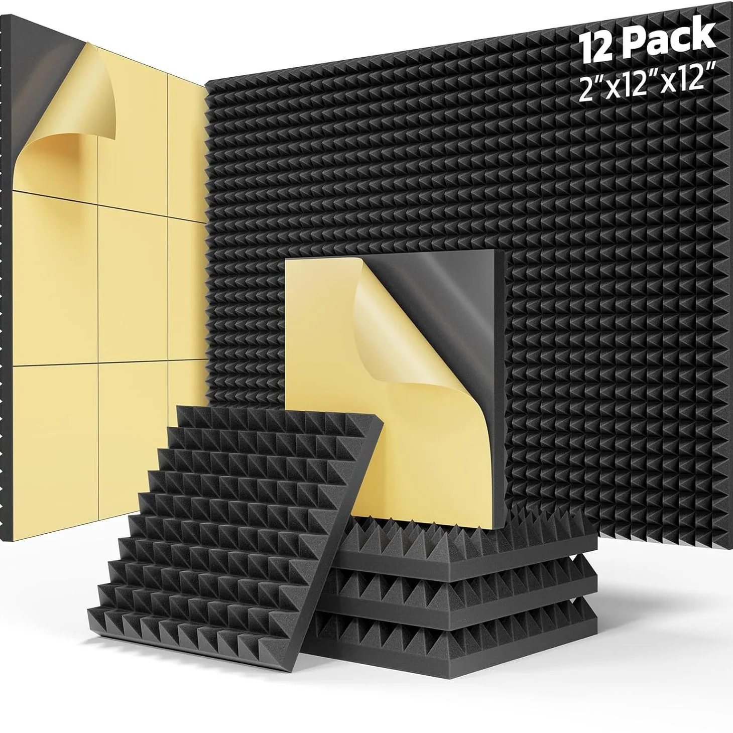 30*30*5cmTrough Wall Soundproof Foam 12Pcs High Density Sound Absorbing Material Acoustic Foam Ceiling Noise Insulation