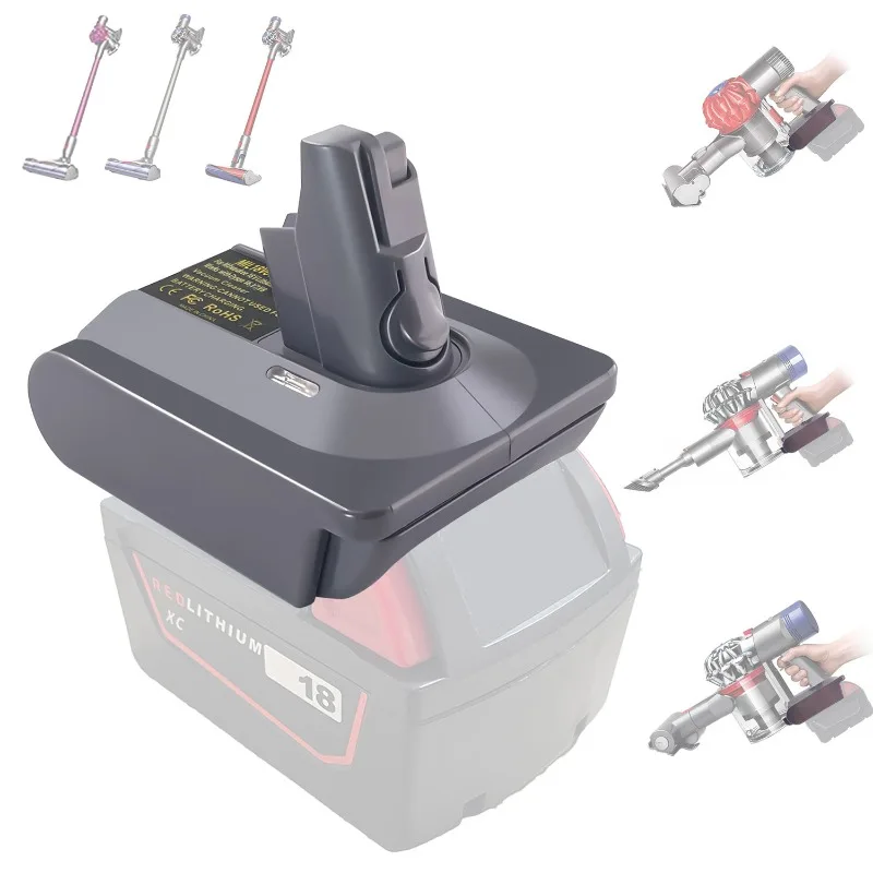 

HAKSINKY V6 V7 V8 Battery Adapter for Milwaukee 18V Lithium Battery Convert To Work for Dyson V8 V7 V6 Animal Vacuum Cleaners