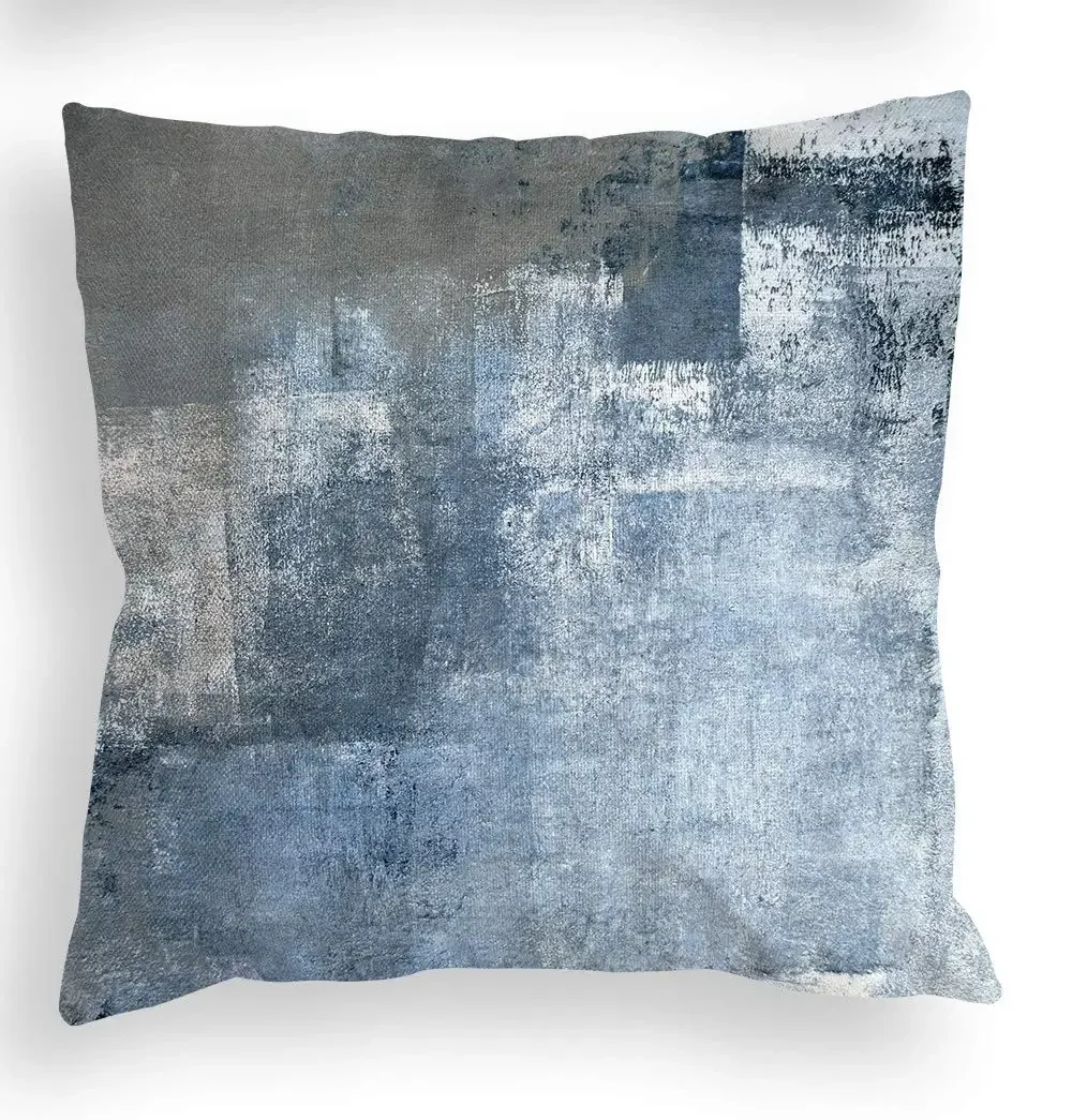 Blue, gray and white three-color linen pillowcase sofa cushion cover home decoration can be customized for you 40x40 50x50