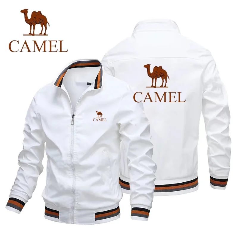 CAMEL brand printed jacket, fashionable men's casual collar jacket, inner pocket, spring and autumn baseball jacket M-4XL