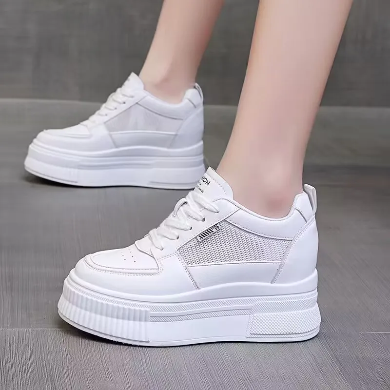 

Women's Vulcanized Shoes Sports Shoes 2023 Outdoor Platform Shoes Female Casual PU Fashion Lace-Up Sneakers Women Wedge Flats