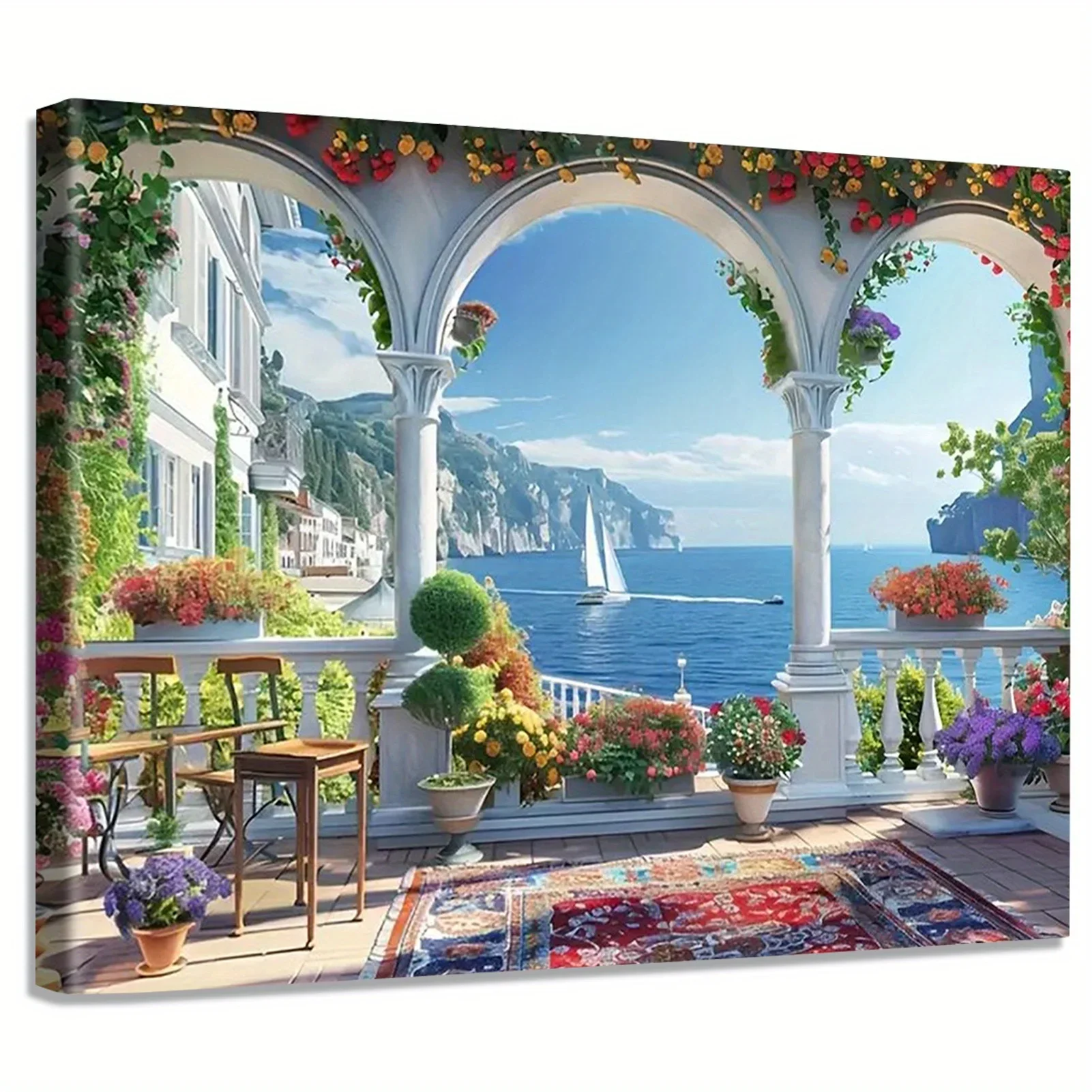 Professional Art Use, Paint by Numbers Kit for Adult Beginners - 50X40Cm/19.68X15.75Inch Colored Canvas, Easy Seaside Scenery Ac