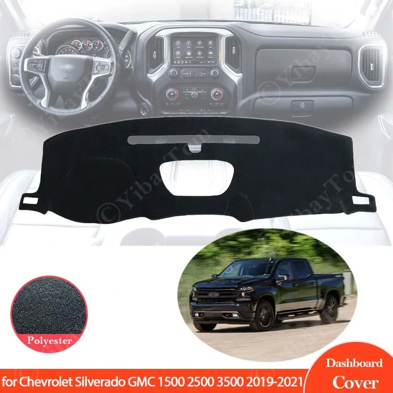 

For Chevrolet Silverado GMC Sierra HD 1500 2500 3500 2019 2020 2021 Dashboard Cover Mat Carpet Dashmat Pad Sunshade Accessories