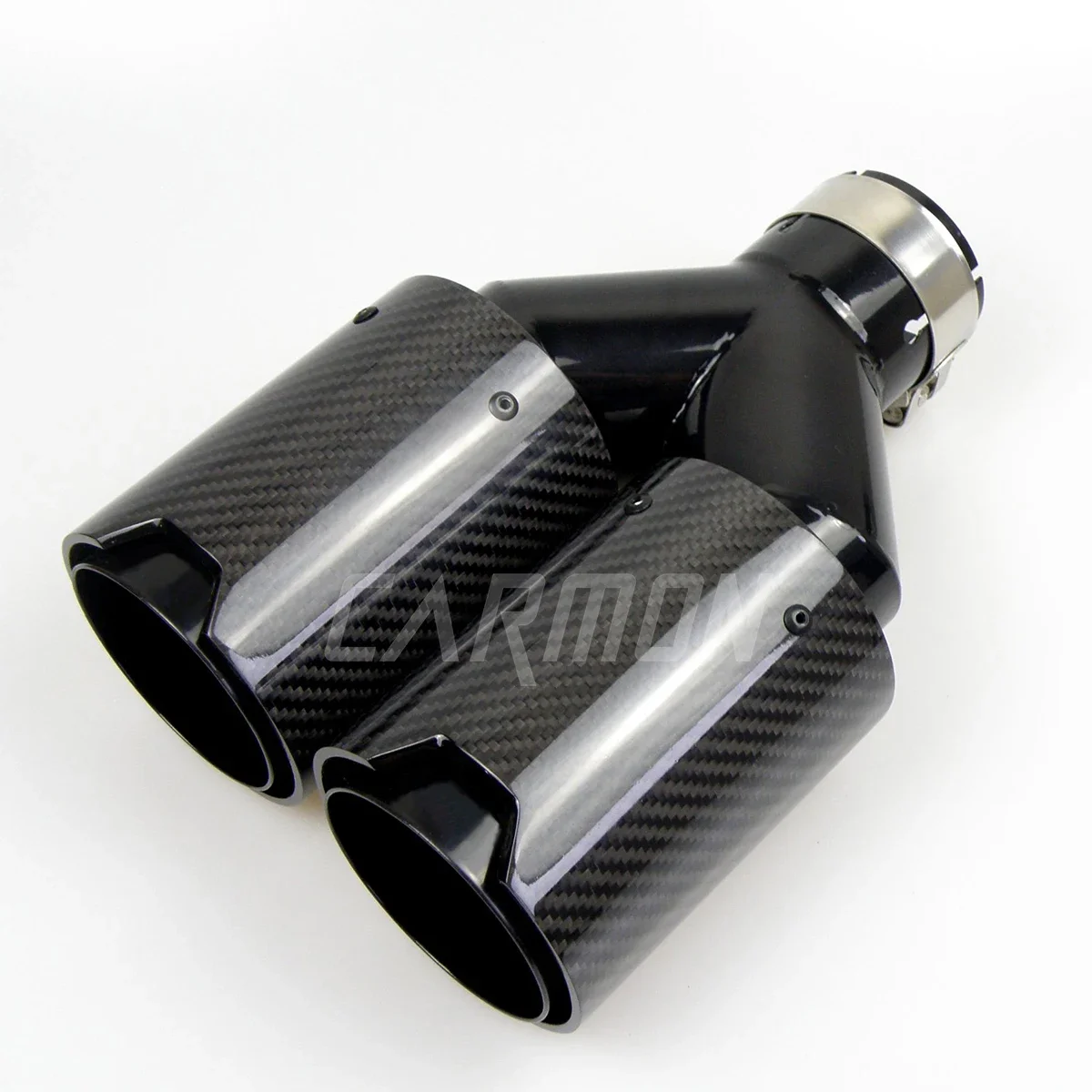 Dual Carbon Fiber + Black Stainless Steel Universal M performance Carbon Fiber Exhaust Muffler Tips End Pipes for BMW Series