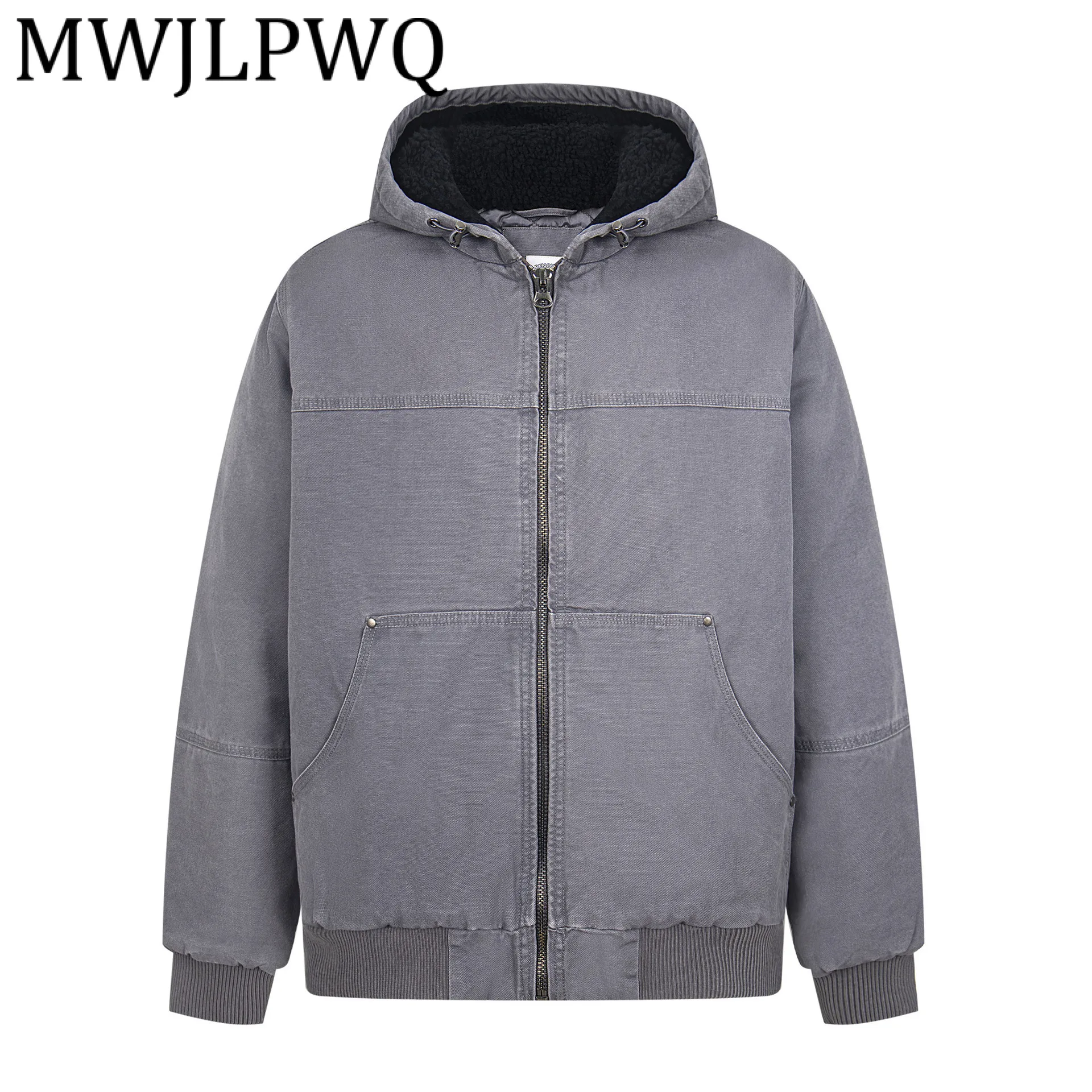 

MWJLPWQ Modish 2025 Winter American Cotton-Padded Male High Street Long Sleeve Retro New Distressed Cleanfit Shot Coat 12912