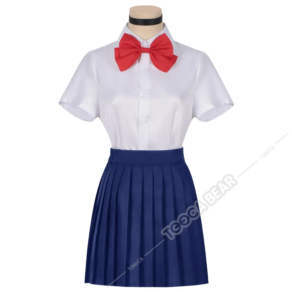 Momo ayase cosplay traje anime dandadan peruca rosa camisola de malha saia superior brincos uniforme escolar meias okarun dia das bruxas