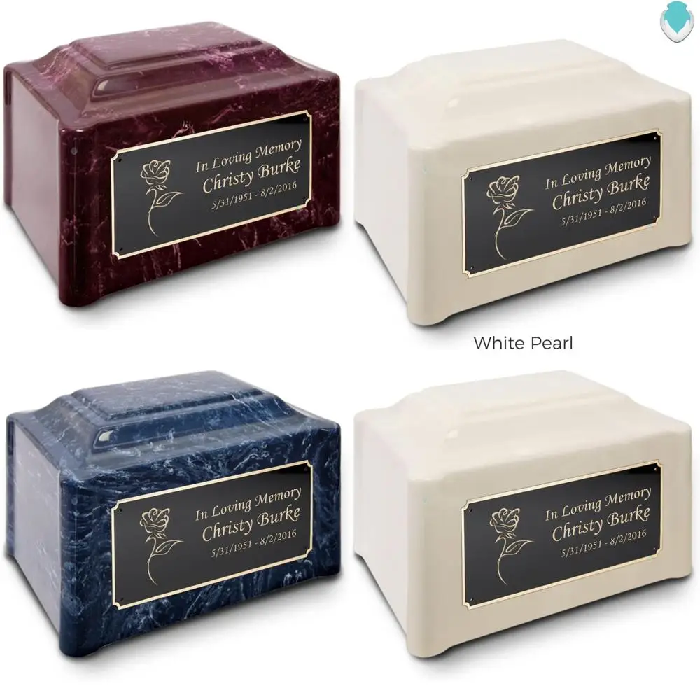 جرة حرق مخصصة للبالغين منقوشة من الرخام المزروع بتصميم الورد - تحية الورد الصيفي