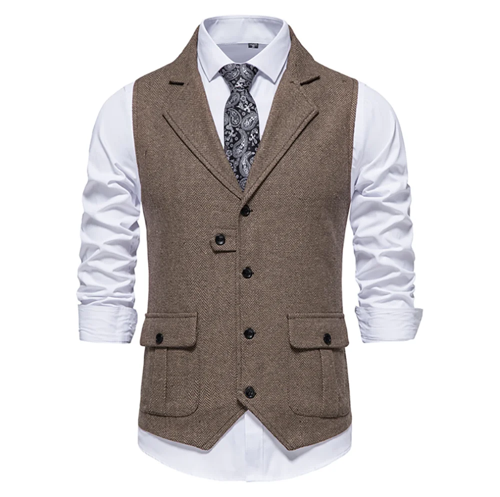 2024 Spring and Autumn New Men\'s Single-breasted Casual Suit Vest Design High Quality Men\'s Vest