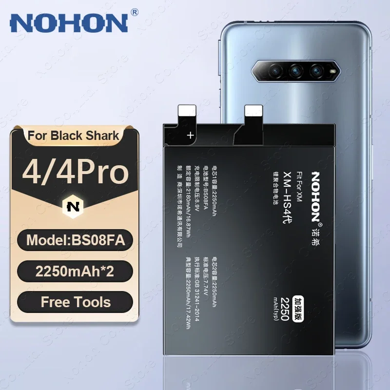 NOHON BS08FA 4500mAh Phone Battery for Black Shark 4 4S Pro BlackShark 4Pro Battery Lithium Polymer Batteries + Free Tools