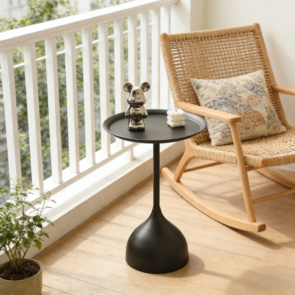Industrial Chic Side Table - Minimalist Standing Accent Table for Bedroom, Postmodern Inspired  Space-Saving Furniture