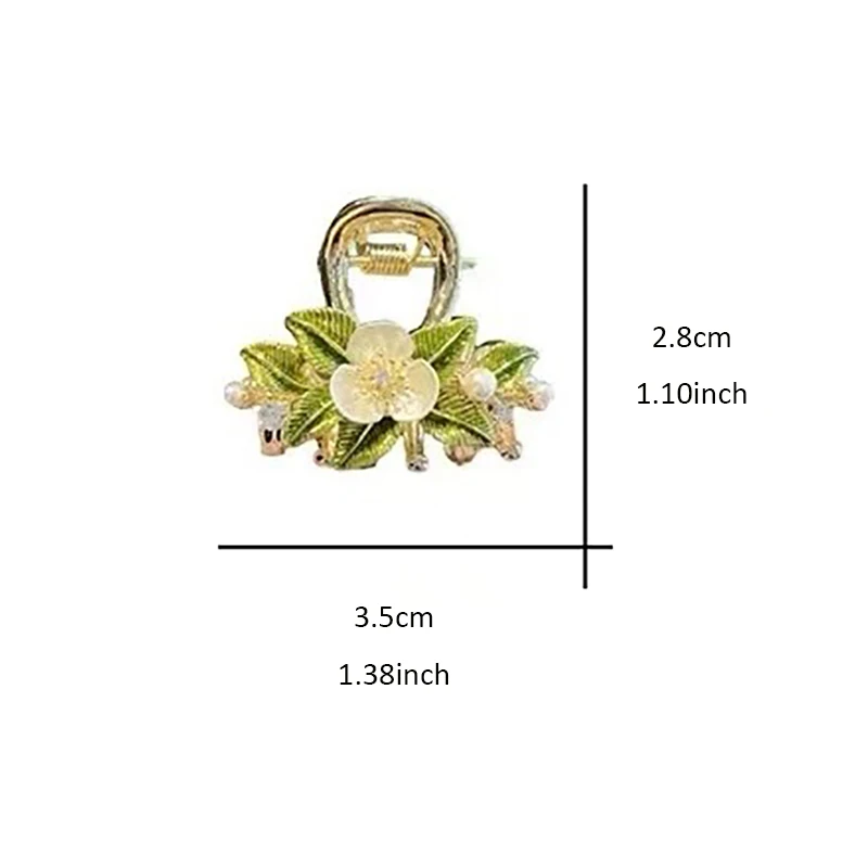 Temperament Grün Blatt Shell Blume Kleine Haar Greifen High-end-Hinterkopf Halb gebunden Haar Klaue Legierung Weibliche Perle Kopfschmuck – Detail 1