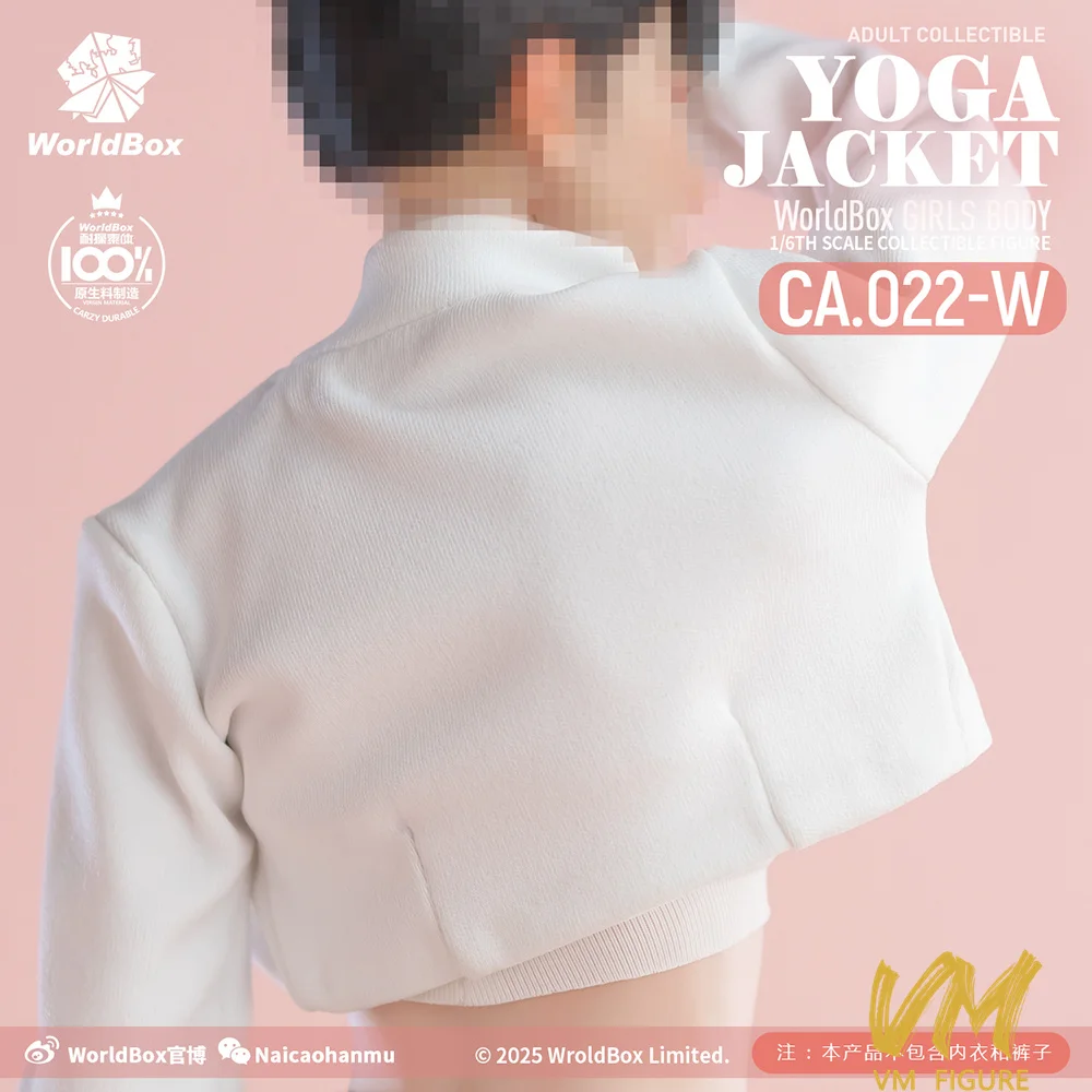 1/6 Worldbox CA022 امرأة موضة اليوغا سترة قصيرة سستة ملابس علوية نموذج صالح 12 ''أنثى الجندي عمل الشكل دمى الجسم لعبة #4