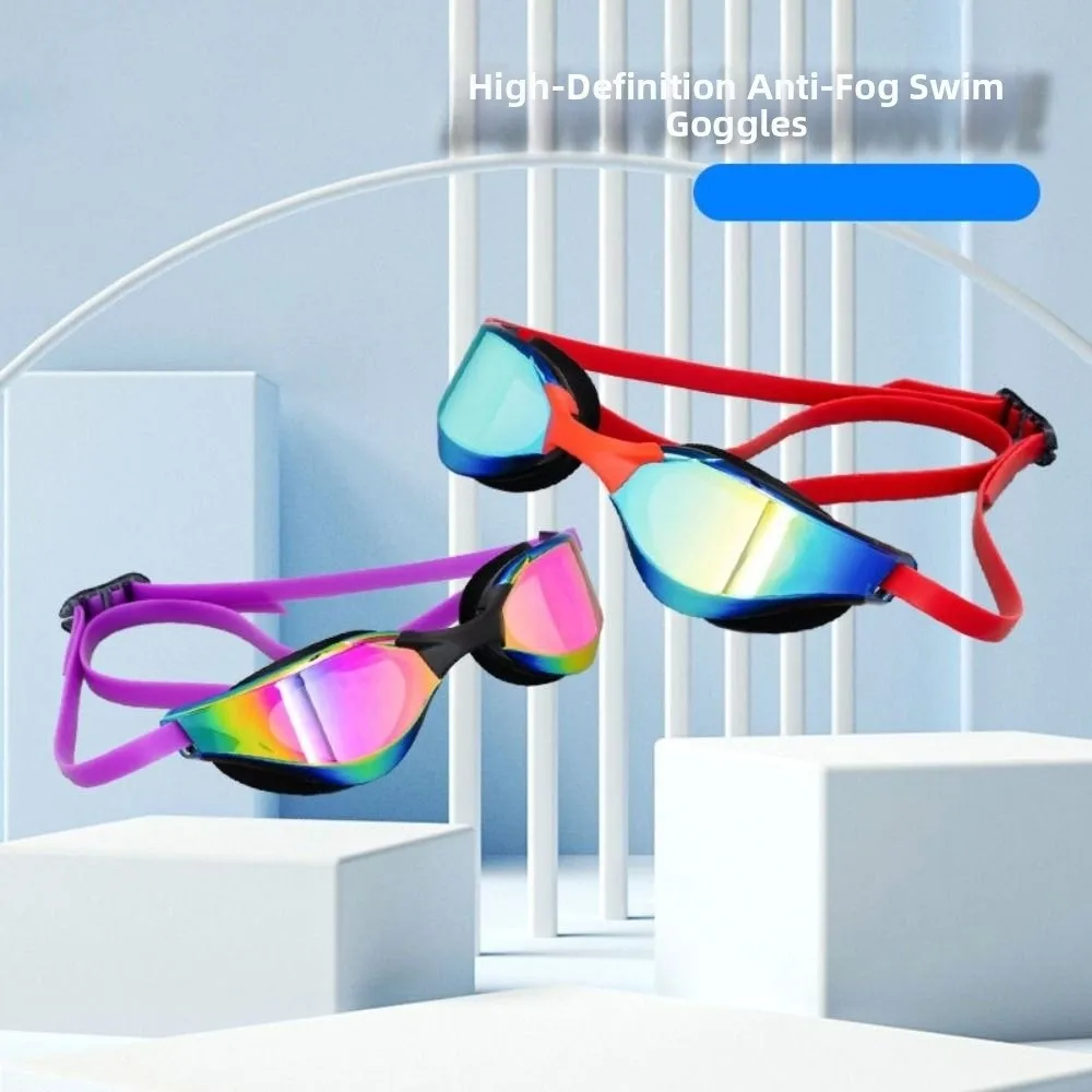 HD Vision Adult Swimming Goggles Adjustable UV Protection Waterproof Eyewear Leak-proof Electroplated Anti-fog Diving Goggles
