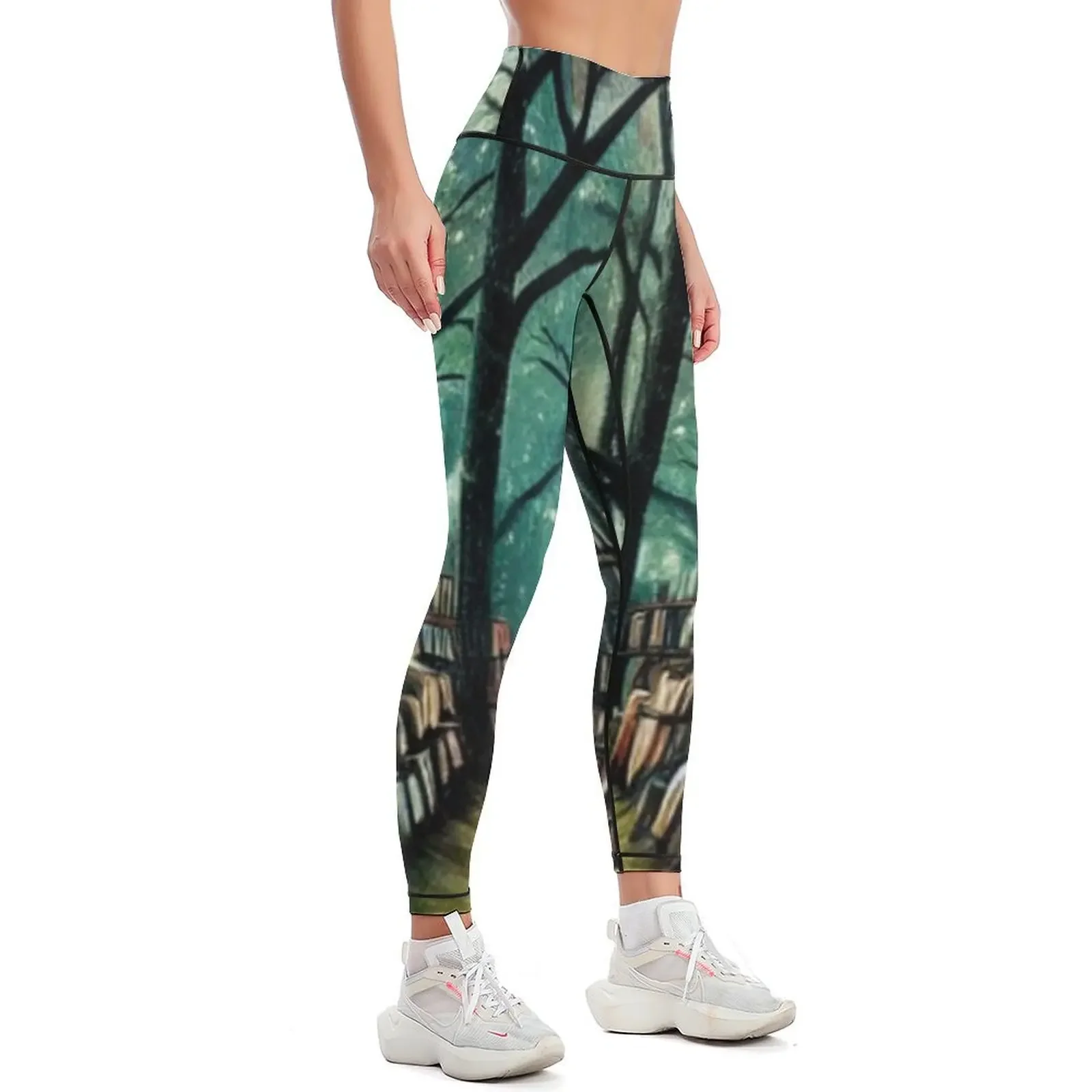 Forest with books Leggings sporty woman push up Leginsy push up Womens Leggings