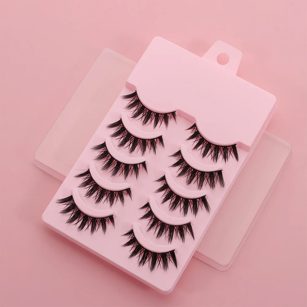 10 Par Nowych Naturalnych Długich Sztucznych Rzęs Puszyste Czarne Rzęsy z Trzonkiem 3D z Norek Miękkie Krzyżowane Sztuczne Rzęsy Przedłużanie Rzęs