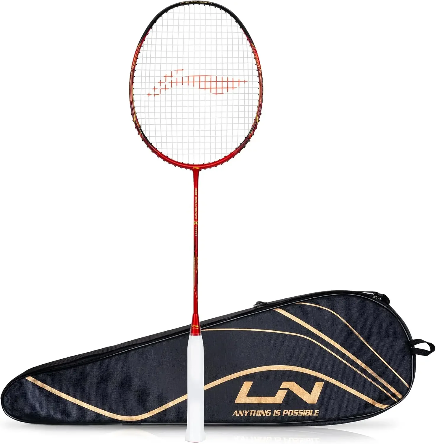 Calibar X Boost Carbon Graphite Strung Racquet, 83 Grams, 30 Lbs String Tension and Free Full cover(Red/Black)