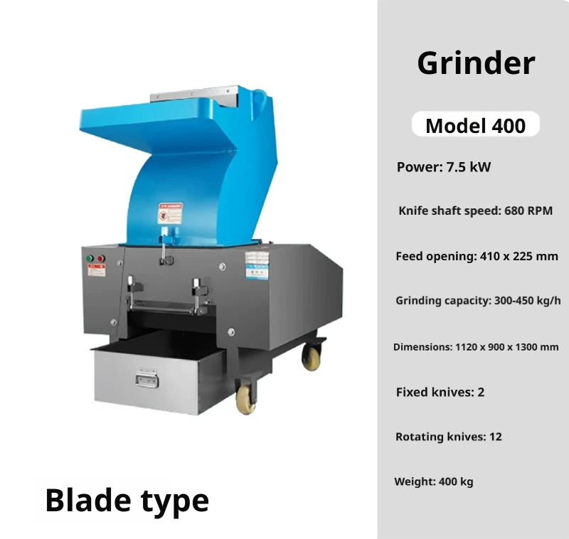 300-450kg/h Plastic Crusher, 7.5kw Industrial Powder/crusher, 680rpm Granule Medicinal Material Feeding Machine