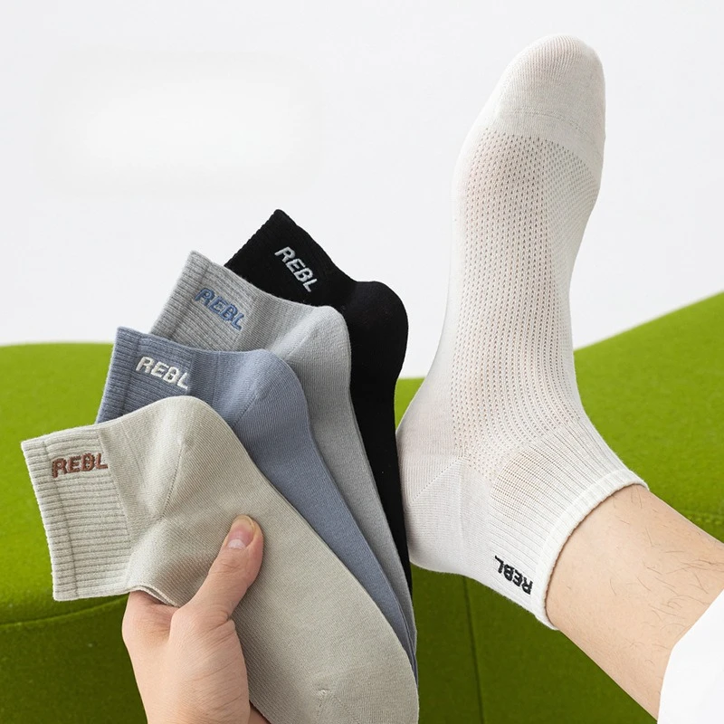 Men's Boneless Anti-pilling Spring and Summer Short Tube Socks Sports Sweat-absorbing Breathable Mesh Cotton Socks