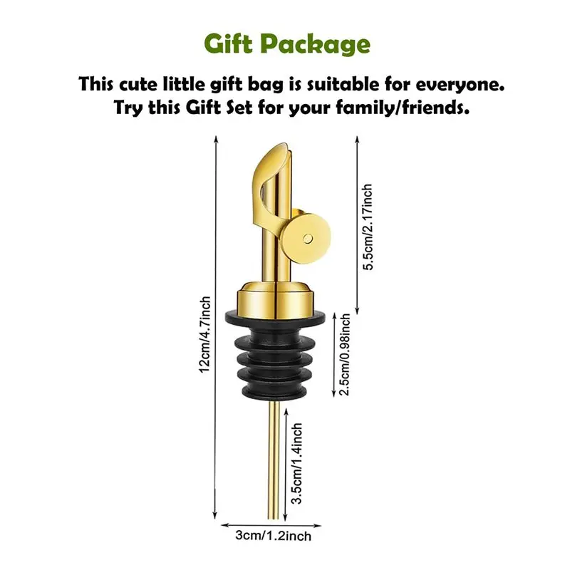 ABUN 4 Pcs Stainless Steel Bottle Pourers Self Closing Auto Flip Olive Oil Dispenser Spout for Liquor Bar Kitchen Gold