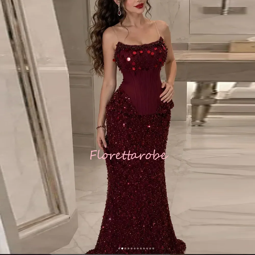 Customized Mermaid Sequin Prom Dress Strapless Neck Floor-Length vestidos de noche Luxury Sleeveless Formal Evening Gowns