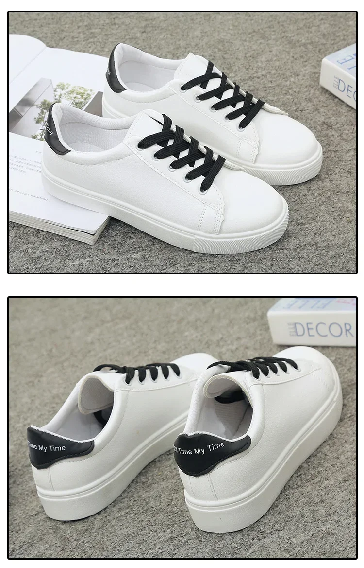 Frauen Turnschuhe 2024, Mode Breathble Vulkanisierte Schuhe Pu Leder Plattform Schuhe Weiß Lace Up Casual Schuhe Zapatos Mujer – Detail 3