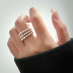 Fashion 925 Sterling Silver Three Layers Ball Rings For Women Luxury Aesthetic Jewelry Accessories Wholesale Jewellery