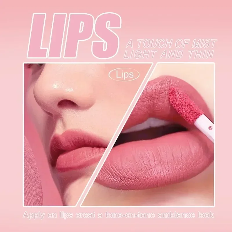 Nude Lipgloss Set para mulheres, copo antiaderente, não desbotamento, veludo, névoa, esmalte, maquiagem, 3 peças, frete grátis