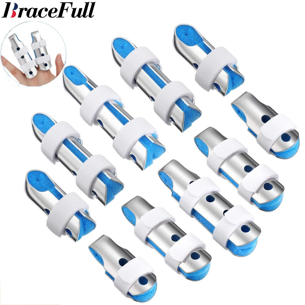 10 Pcs Finger Splints Metal Padded Finger Support Finger Stabilizer with Soft Foam Interior and Loop Straps for Adults,Children