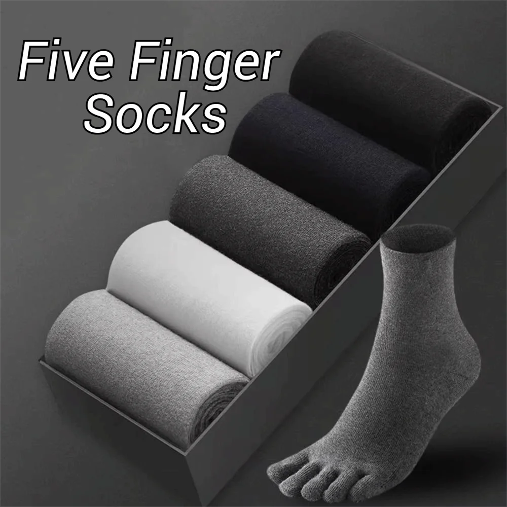 

Comfortable Cotton Five Finger Socks Breathable Antibacterial Split Toe Socks Sweat-absorbing Mid Tube Socks Men