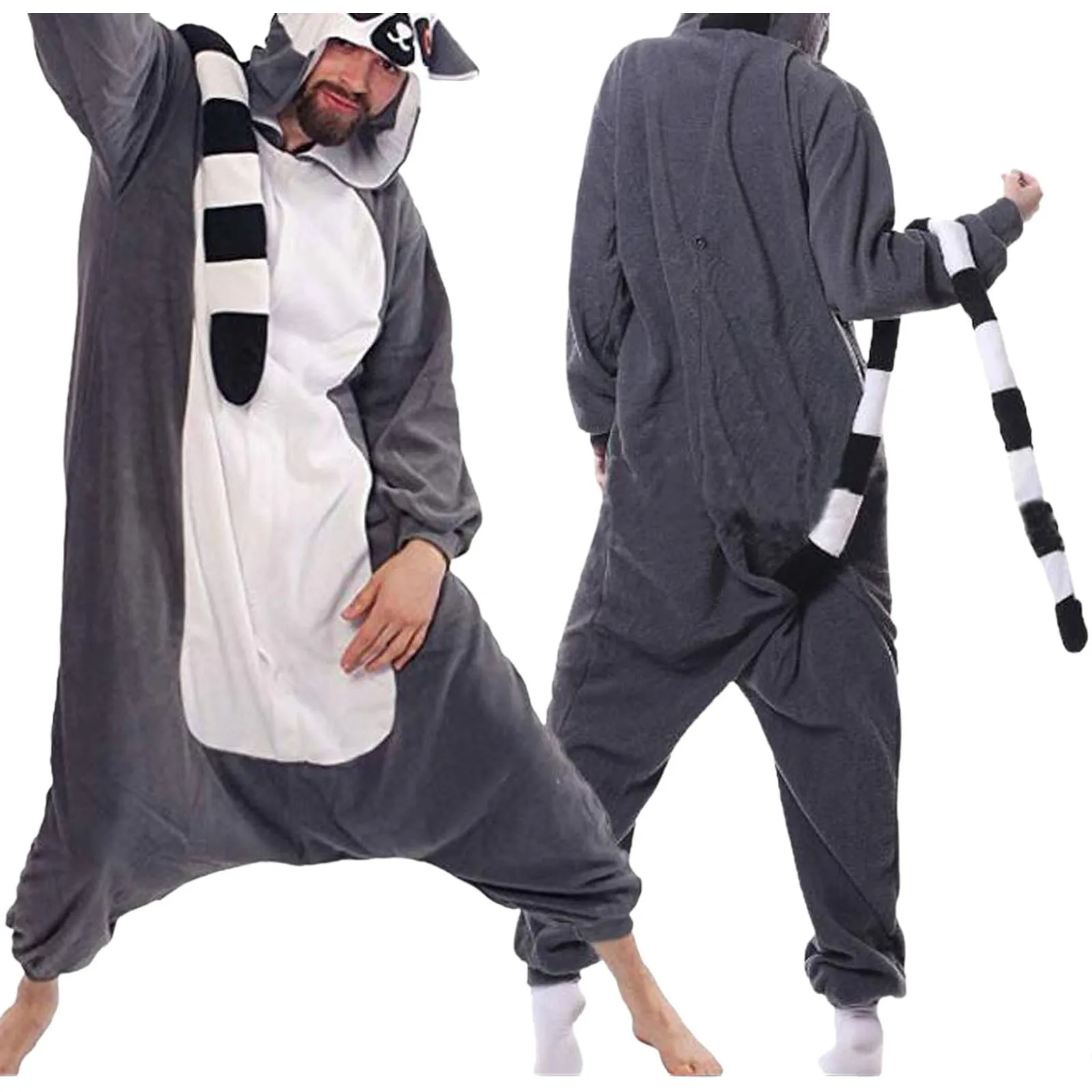 Lemur Onesies mono Kigurumi para mujeres hombres adultos pijamas de animales pijamas de dibujos animados ropa de casa disfraz de Cosplay de Navidad y Halloween