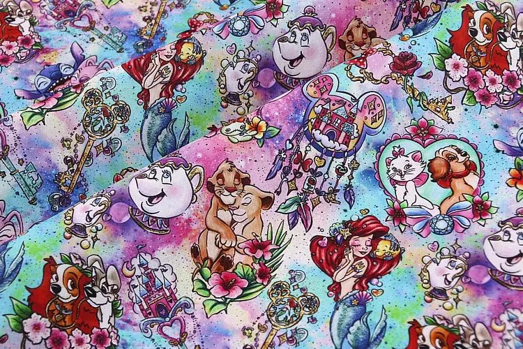 45x140cm Mermaid Ariel 100 Cotton Fabric Printed Cloth Sewing Quilting Fabrics For Patchwork Needlework Diy Handmade Accessories