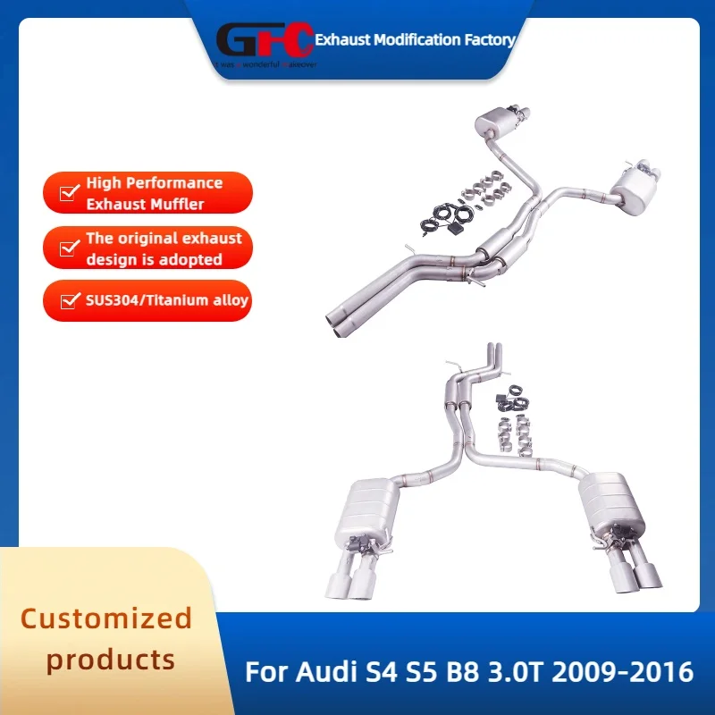 

Выхлопная труба GFC Valvetronic для Audi S4 S5 A5 B8 3.0T 2009-2016, высокопроизводительная система глушителя из нержавеющей стали 304