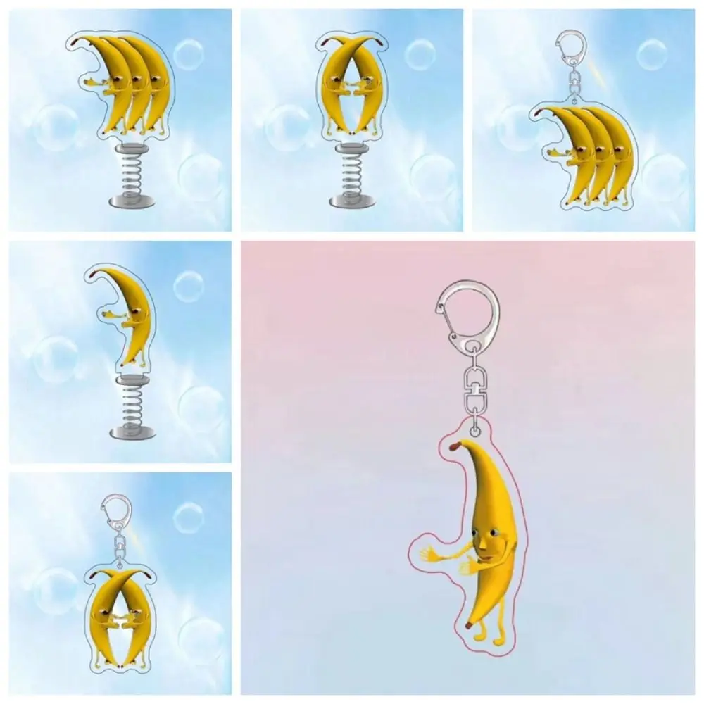 Car Key Pendant Parody A Large Banana Voice Keychain Acrylic Interesting Acrylic Pendant Cartoon Funny Desktop Ornaments Gift