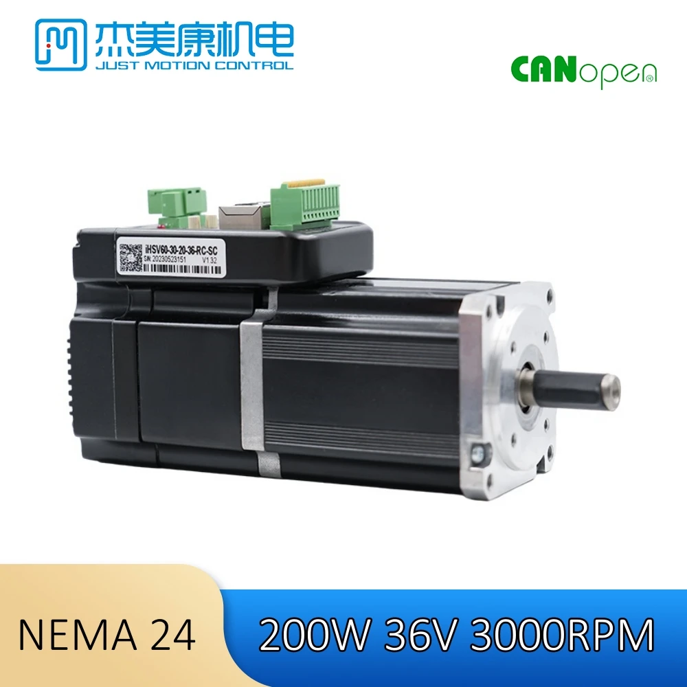 

JMC Original Nema 24 200W 36V 3000rpm 8.5A Integrated Servo Motor & Drive RS485 Modbus-RTU CANopen IHSV60-30-20-36-RC
